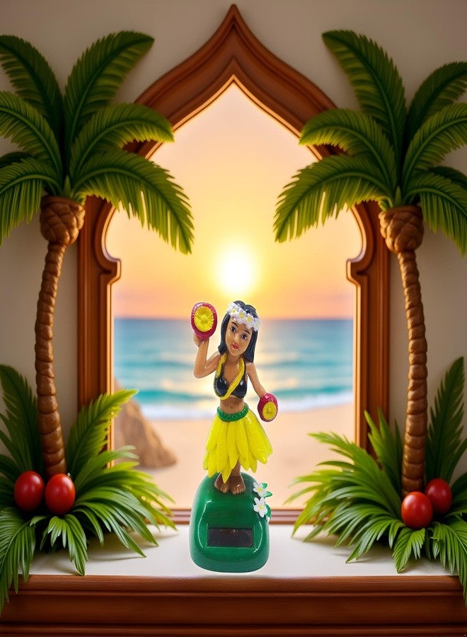 Zhuluck Solar Powered Hula Girl Dancing Figures Decoration Swinging Hawaiian Girl Doll Car Dashboard Ornaments for Car Interior Home Party Decor Learning Education - Image 4